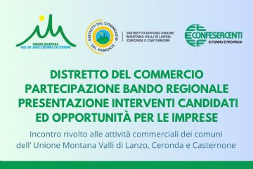 DDC &quot;Unione Montana Valli di Lanzo, Ceronda Casternone&quot; - Convocazione incontro rivolto alle attivit&#224; commerciali.